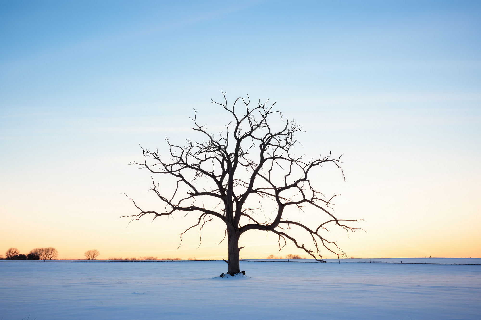 barren tree in winter landscape